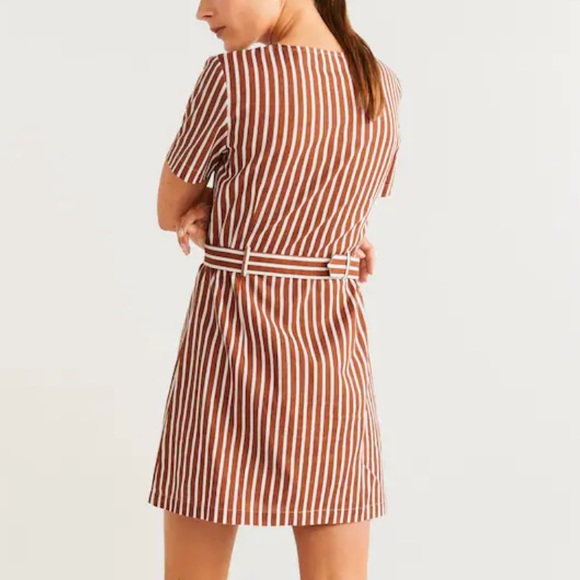 NWT Mango Belted striped shirt dress - Picture 2 of 7